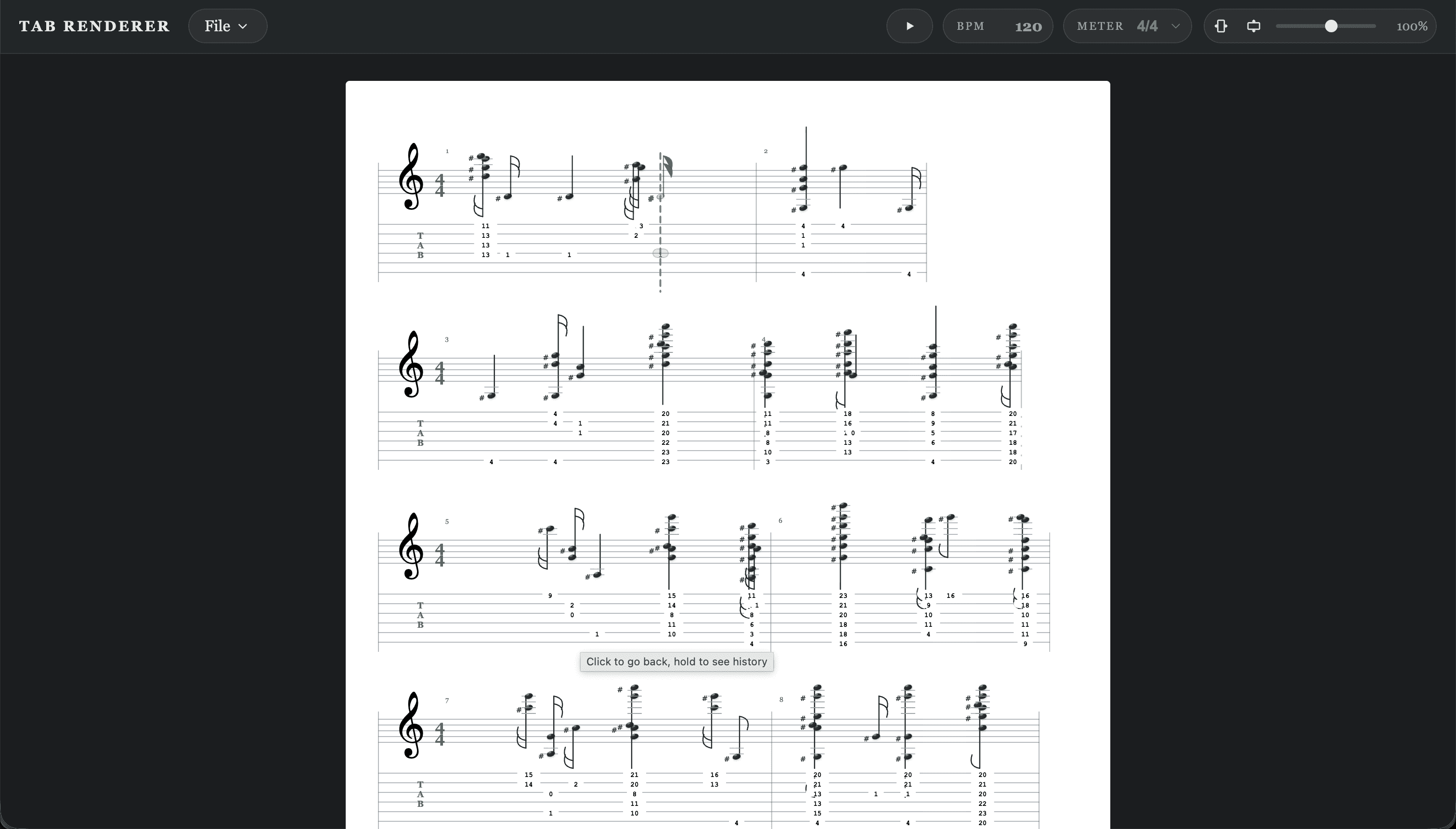Guitar Tab Editor screenshot